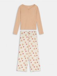 Bawełniania piżama dwuczęściowa z nadrukiem misiów - czerwony. Czerwone piżamy damskie Sinsay, l, bez wzorów, z bawełny, bez ramiączek. Za 59.99 zł.