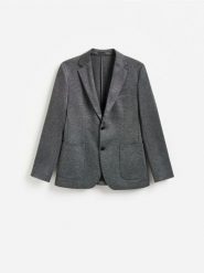 Marynarka slim fit - ciemnoszary. Szare marynarki męskie Reserved, bez wzorów, z dzianiny. Za 199.99 zł.