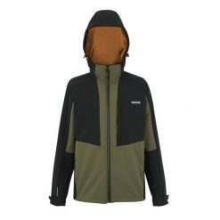 Kurtka wodoodporna z kapturem Regatta Hewitts. Czarne kurtki męskie Regatta, bez wzorów, sportowe, z kapturem. Za 454.60 zł.