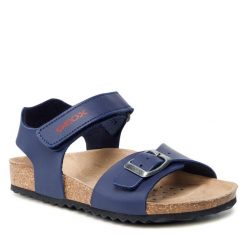Sandały Geox. Niebieskie półbuty chłopięce Geox, bez zapięcia. Za 129.99 zł.