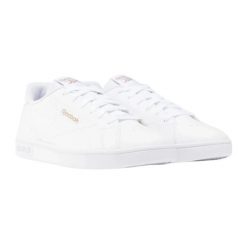 Damskie Skórzane Buty Sportowe Typu „Court Clean”. Białe obuwie sportowe damskie Reebok, bez wzorów, z materiału, trekkingowe. Za 179.00 zł.