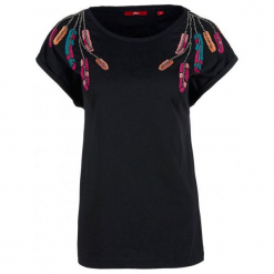S.Oliver T-Shirt Damski 42 Czarny. Czarne t-shirty damskie S.Oliver, z bawełny. Za 100.00 zł.