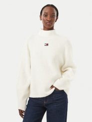 Tommy Jeans Sweter Badge DW0DW23349 Biały Relaxed Fit. Białe swetry damskie Tommy Jeans, m, bez wzorów, z jeansu, bez kołnierzyka, bez ramiączek, bez kaptura. Za 449.99 zł.