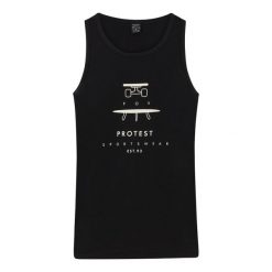 Tank top Protest Pacu. Czarne t-shirty męskie Protest, bez wzorów, bez kołnierzyka. Za 106.39 zł.