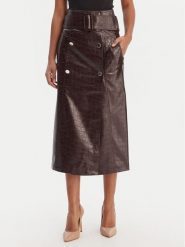 Morgan Spódnica z imitacji skóry 261-JADYNA Brązowy Slim Fit. Brązowe spódnice damskie Morgan, bez wzorów, ze skóry. Za 399.99 zł.