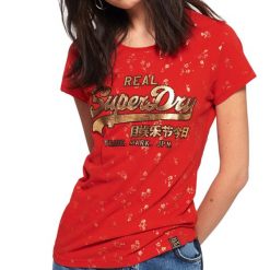 Koszulka turystyczna damska Superdry Vintage Logo Cny Floral. Czerwone koszulki sportowe damskie Superdry., xs, bez wzorów, z bawełny, bez kołnierzyka, bez ramiączek. Za 92.00 zł.