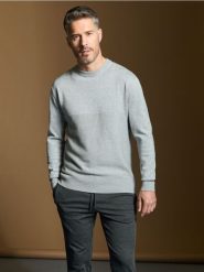 Sweter - szary. Szare swetry przez głowę męskie Sinsay, l, bez wzorów, z bawełny, bez kołnierzyka. W wyprzedaży za 35.99 zł.