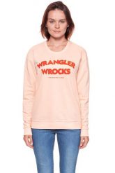 BLUZA WRANGLER DAMSKA WROCKS SWEAT PEACH PARFAIT W601OHYUD 112130375. Pomarańczowe bluzy damskie Wrangler, m, z aplikacjami, bez kaptura. W wyprzedaży za 69.99 zł.