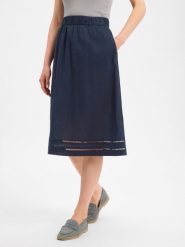 Marie Lund spódnica midi z lnu Kobiety Bawełna niebieski, 38. Niebieskie spódnice damskie Marie Lund, na lato, bez wzorów, z bawełny, midi. Za 179.95 zł.