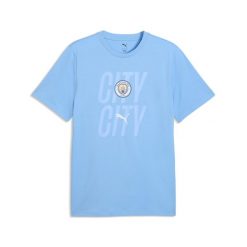 Męska koszulka Manchester City ftblCulture PUMA. Niebieskie koszulki sportowe męskie Puma, m, bez wzorów, z bawełny, bez kołnierzyka, bez ramiączek, do piłki nożnej. Za 129.00 zł.