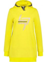 Sweter Damski Luhta Iiranta. Żółte swetry damskie Luhta, s, bez wzorów, z bawełny, bez kołnierzyka, bez ramiączek, długie, z kapturem. Za 449.00 zł.