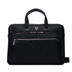 Torba na laptopa Guess. Czarne torby na laptopa męskie Guess, z aplikacjami. Za 674.99 zł.