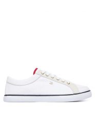Tommy Hilfiger Tenisówki Th Low FW0FW09390 Biały. Białe trampki i tenisówki damskie Tommy Hilfiger, bez wzorów, z materiału, bez zapięcia. Za 329.99 zł.