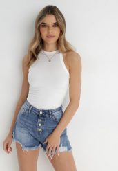 Białe Body Athosise. Białe koszule damskie Born2be, s, bez wzorów, bez kołnierzyka, bez ramiączek. Za 79.99 zł.