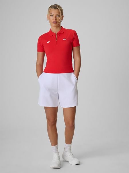 4F Spodenki kibica damskie - białe XL. Białe szorty damskie 4f, xl, bez wzorów, z dresówki. W wyprzedaży za 89.99 zł.