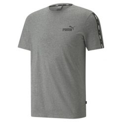 Męska koszulka Essentials+ Tape PUMA Medium Gray Heather. Szare koszulki sportowe męskie Puma, m, bez wzorów, bez kołnierzyka, bez ramiączek, na jogę i pilates. Za 139.99 zł.