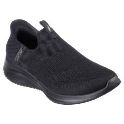 Buty Skechers Slip-Ins Ultra Flex 3.0 - Cozy Streak 149708-BBK czarne. Czarne obuwie sportowe damskie bez wzorów, z dzianiny, trekkingowe. Za 613.11 zł.
