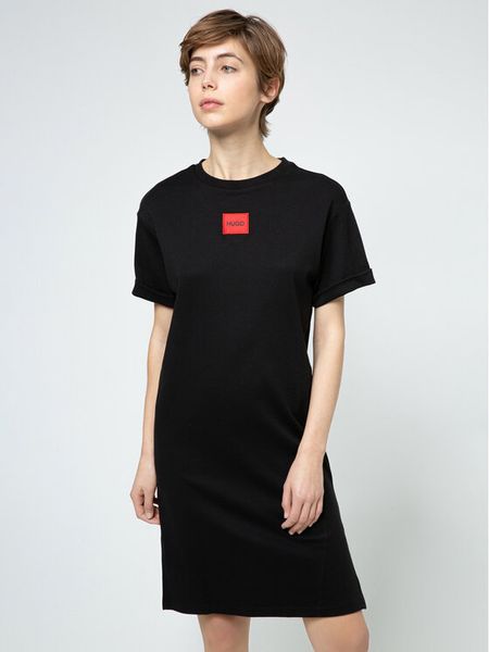 Hugo Sukienka codzienna Neyle 50456013 Czarny Relaxed Fit. Czarne sukienki damskie Hugo, na co dzień, xs, bez wzorów, z bawełny, bez kołnierzyka, bez ramiączek, proste. Za 589.99 zł.