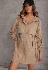 Brązowa Przejściowa Kurtka Parka z Rękawami z Możliwością Podpięcia Tinarae. Brązowe kurtki damskie Renee, s, bez wzorów, bez kaptura. Za 189.99 zł.