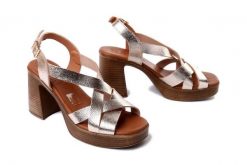 Oh! My Sandals 5938 DUNA CAVA, sandały damskie. Żółte sandały damskie Oh My Sandals, bez wzorów, ze skóry, bez obcasa, bez zapięcia. Za 319.90 zł.