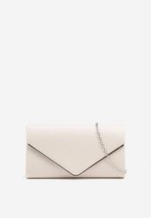 Biała Elegancka Torebka Kopertówka z Łańcuszkiem Pasenela. Białe kopertówki damskie Renee, bez wzorów, eleganckie, bez dodatków. Za 74.99 zł.