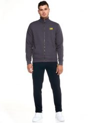 Bluza z bawełna z kaptur na co dzień na siłownię. Niebieskie bluzy męskie LEONE 1947 APPAREL, m, bez wzorów, z bawełny, bez kaptura. Za 252.56 zł.