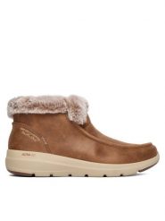 Skechers Botki Glacial Ultra 144221/CSNT Brązowy. Brązowe botki damskie Skechers, z materiału, bez obcasa, na płaskiej podeszwie, bez zapięcia. Za 399.99 zł.