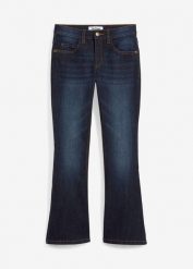 Jeansy flared, mid waist. Niebieskie jeansy dla dziewczynek bonprix, z jeansu. Za 84.99 zł.