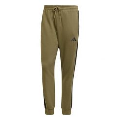 Spodnie do biegania adidas Essentials 3-Stripes Fleece. Czarne spodnie sportowe męskie Adidas, s, bez wzorów, z dresówki, do biegania. Za 230.30 zł.