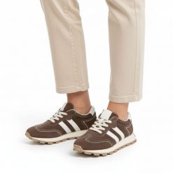 Sneakersy damskie S.Barski, sportowy fason sznurowanie stabilna podeszwa dobra przyczepność wygodna konstrukcja miękkie wnętrze, brązowe, LR61-7097. Brązowe półbuty damskie S.BARSKI, bez wzorów, sportowe, bez obcasa, na płaskiej podeszwie, bez zapięcia. Za 229.00 zł.