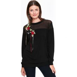 BLUZA DAMSKA Z KWIATOWĄ APLIKACJĄ, Z ŁĄCZONYCH MATERIAŁÓW. Bluzy damskie marki TOP SECRET. W wyprzedaży za 49.99 zł.