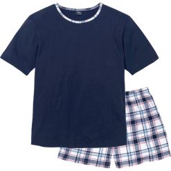 Piżama z krótkimi spodniami. Niebieskie piżamy męskie bonprix, l, bez wzorów, bez ramiączek, krótkie. Za 59.99 zł.