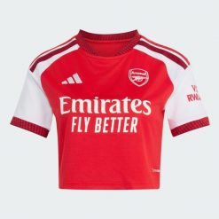 Koszulka podstawowa o skróconym fasonie Arsenal FC 26/27. Czerwone koszulki sportowe damskie Adidas, l, bez wzorów, z dzianiny, bez kołnierzyka, bez ramiączek, do piłki nożnej, climacool (adidas). Za 369.00 zł.