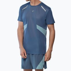 Koszulka do biegania męska Mizuno DryAeroFlow Tee. Niebieskie koszulki sportowe męskie Mizuno, l, bez wzorów, z materiału, bez kołnierzyka, bez ramiączek, do biegania. Za 129.99 zł.