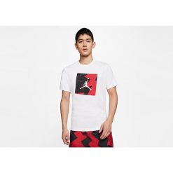 Koszulka męska nike air jordan poolside crew tee white. Białe koszulki sportowe męskie Jordan, m, bez wzorów, bez kołnierzyka, bez ramiączek, do koszykówki. Za 149.00 zł.