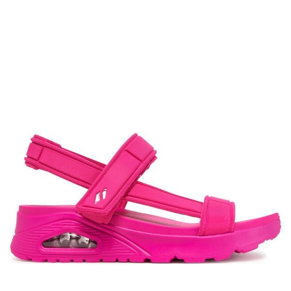 Sandały Skechers. Czerwone sandały damskie Skechers, bez wzorów, bez obcasa, na koturnie, bez zapięcia. Za 209.99 zł.
