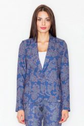Elegancki Wzorzysty Żakiet na Jeden Guzik Wzór 32. Czarne żakiety damskie Figl, s, bez wzorów, z materiału, eleganckie. Za 279.00 zł.