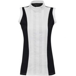 Damska koszulka polo do jazdy konnej bez rękawów Flags&Cup Diamantina. Czarne koszule damskie FLAGS&CUP, bez wzorów, bez kołnierzyka, bez ramiączek, do jazdy konnej. Za 209.50 zł.