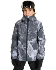 Kurtka do sportów zimowych techniczna dla Chłopców MISSION PRINTED. Szare kurtki i płaszcze dla chłopców Quiksilver, bez wzorów, z materiału, sportowe, bez kaptura. Za 429.99 zł.