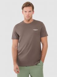 4F T-shirt regular z nadrukiem męski - brązowy XXL. Brązowe koszulki sportowe męskie 4f, m, bez wzorów, z bawełny, bez kołnierzyka, bez ramiączek. W wyprzedaży za 49.99 zł.
