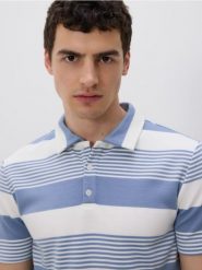 Koszulka polo slim - niebieski. Niebieskie koszulki polo męskie Reserved, l, bez wzorów, z dzianiny, bez ramiączek. Za 89.99 zł.