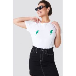 Rut&Circle T-shirt Lightning - White. Białe t-shirty damskie Rut&Circle, z nadrukiem, z bawełny, z okrągłym kołnierzem. W wyprzedaży za 48.57 zł.