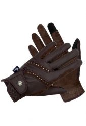Rękawiczki jeździeckie damskie EQUESTRIAN QUEEN Abaco 26SS. Brązowe rękawiczki damskie EQUESTRIAN QUEEN, z aplikacjami, z materiału, eleganckie. Za 119.99 zł.