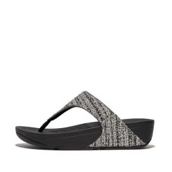 Sandały damskie FitFlop Lulu Shimmerweave. Czarne klapki damskie FIT FLOP, bez wzorów, bez obcasa, bez zapięcia. Za 437.50 zł.