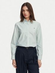 Tommy Hilfiger Koszula WW0WW46111 Zielony jasny Relaxed Fit. Zielone bluzki damskie Tommy Hilfiger, bez wzorów, z bawełny, bez kołnierzyka, bez ramiączek. Za 409.99 zł.