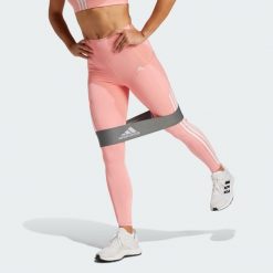 Legginsy Optime 3-Stripes Full-Length. Czerwone legginsy damskie Adidas, xs, bez wzorów, z materiału. W wyprzedaży za 201.60 zł.