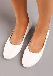 Białe Wsuwane Balerinki z Ekoskóry na Płaskiej Podeszwie Imenna. Białe baleriny damskie Born2be, bez wzorów, eleganckie, bez obcasa, na płaskiej podeszwie. Za 44.99 zł.