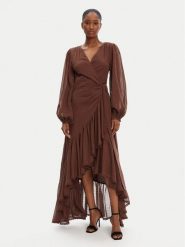 Marciano Guess Sukienka wieczorowa 5GGK53 7317A Brązowy Regular Fit. Brązowe sukienki damskie Marciano Guess, z aplikacjami, z bawełny, wizytowe, bez kołnierzyka, bez ramiączek. Za 899.99 zł.