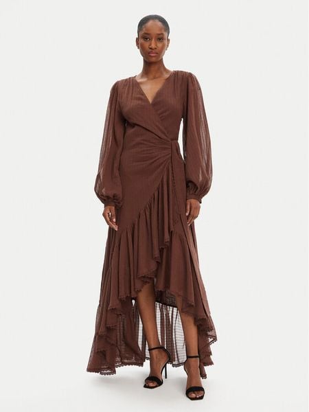 Marciano Guess Sukienka wieczorowa 5GGK53 7317A Brązowy Regular Fit. Brązowe sukienki damskie Marciano Guess, z aplikacjami, z bawełny, wizytowe, bez kołnierzyka, bez ramiączek. Za 1,709.00 zł.