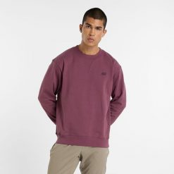 Bluza męska New Balance MT41506FDP – bordowa. Czerwone bluzy męskie New Balance, m, z aplikacjami, z bawełny, bez kaptura. Za 249.99 zł.